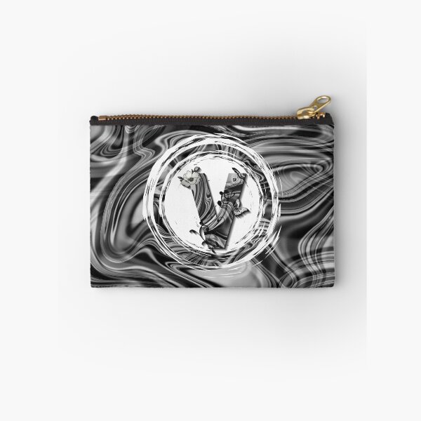 Aperçu de l'œuvre Lettre V Monogramme botanique marbre liquide noir et blanc créée et vendue par iRenza.