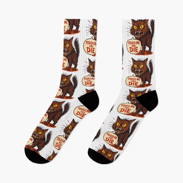 Item preview, Angry Cat "Touch Me and Die" Funny Dark Humor Design for Cat Lovers designed and sold by Cat-astrophes.