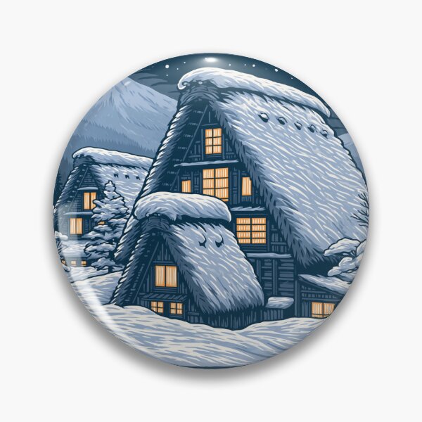 Item preview, Shirakawago Winter Village Vintage Japan Snow Graphic designed and sold by KyushuSupply.