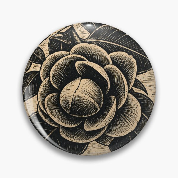 Item preview, Blooming Camellia Flower | Botanical Linocut designed and sold by Linoluca.