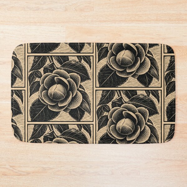 Item preview, Blooming Camellia Flower | Botanical Linocut designed and sold by Linoluca.