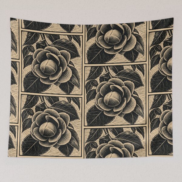 Item preview, Blooming Camellia Flower | Botanical Linocut designed and sold by Linoluca.