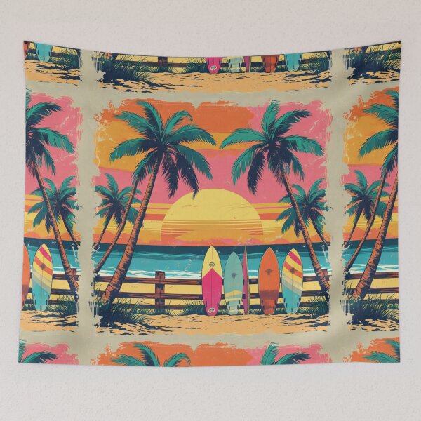 Item preview, Vintage Surfboards Sunset – Retro Beach Palm Trees | Summer Aesthetic designed and sold by hyper retro.