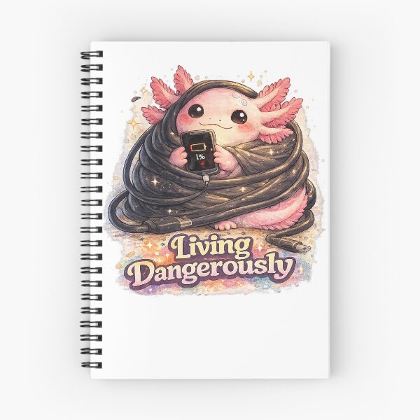 Item preview, Living Dangerously Axolotl | 1% Battery Funny Kawaii Meme designed and sold by NarpLTD.