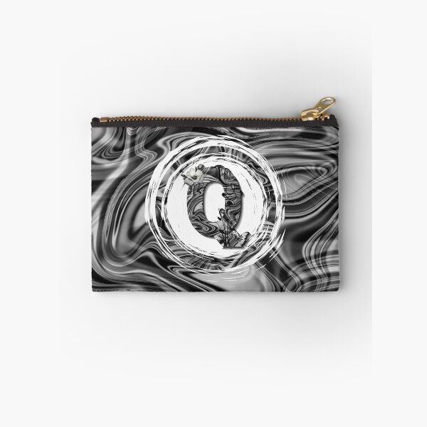 Item preview, Letter Q Botanical Monogram black and white liquid marble designed and sold by iRenza.