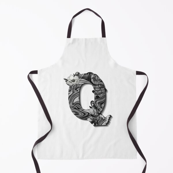 Item preview, Letter Q Botanical Monogram black and white liquid marble designed and sold by iRenza.