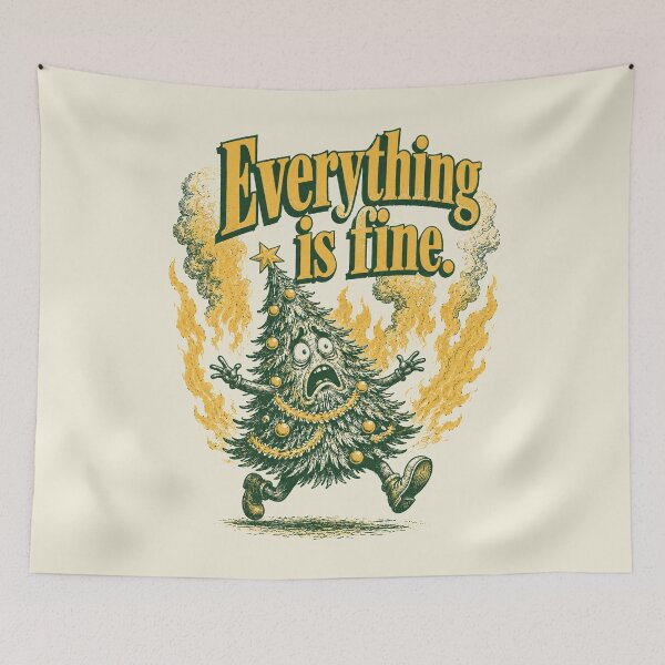 Item preview, Everything Is Fine Burning Christmas Tree Humor designed and sold by Victor Shadehorn.