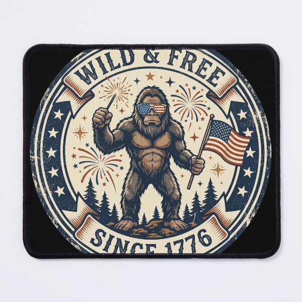 Item preview, Wild and Free Bigfoot Navy Badge designed and sold by Roy & Tiffany.