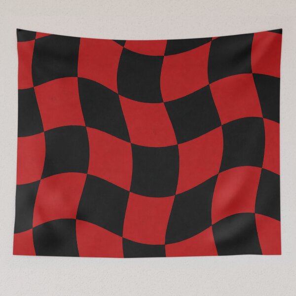 Item preview, Wavy Red Black Checkerboard Psychedelic Abstract Pattern designed and sold by Aureva Arts Shop.
