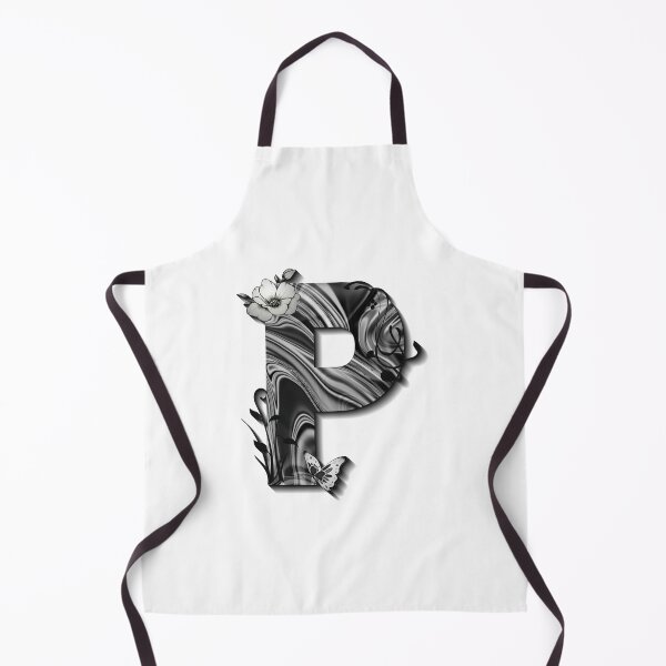 Item preview, Letter P Botanical Monogram black and white liquid marble designed and sold by iRenza.
