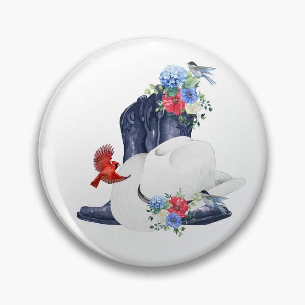 Item preview, Cowboy Boots/Hat & Red, White & Blue Flowers & Birds designed and sold by JeweledDesigns.
