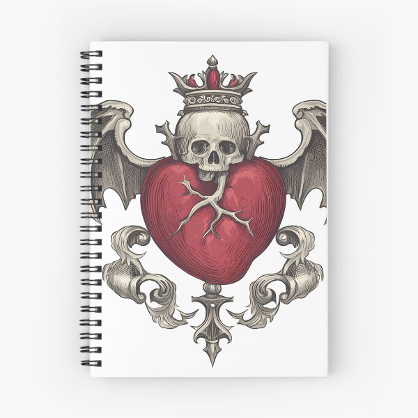 Item preview, Crowned Skull Heart with Wings Tattoo Design  designed and sold by Lilith.3x313 Vault.