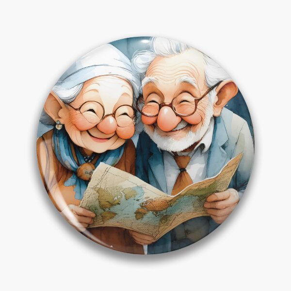 Item preview, Laughing Vintage Couple Map Adventure Watercolor Art designed and sold by Connys Colorful World.