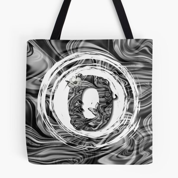 Item preview, Letter O Botanical Monogram black and white liquid marble designed and sold by iRenza.