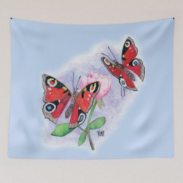 Item preview, PEACOCK BUTTERFLIES WITH FLOWER designed and sold by Jesus Vichareli.