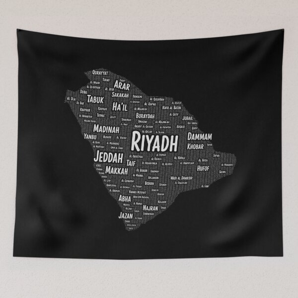 Item preview, KSA Cities Typography Map designed and sold by layalistoresa.