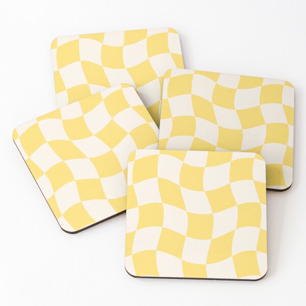 Item preview, Wavy Checkerboard Retro Groovy Yellow Pattern designed and sold by Aureva Arts Shop.