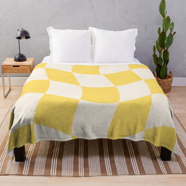 Item preview, Wavy Checkerboard Retro Groovy Yellow Pattern designed and sold by Aureva Arts Shop.
