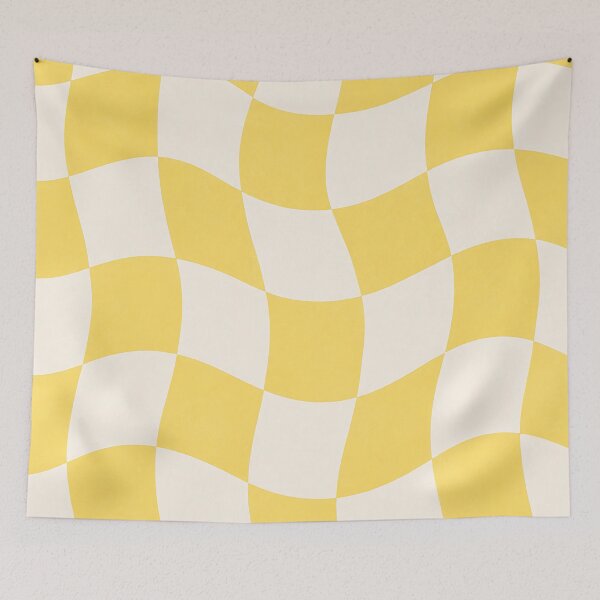 Item preview, Wavy Checkerboard Retro Groovy Yellow Pattern designed and sold by Aureva Arts Shop.