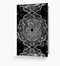 Black and white mandala design on marble background Greeting Card