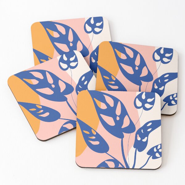 Item preview, Abstract Blue Monstera Leaves Boho Botanical designed and sold by FaizArtShop.