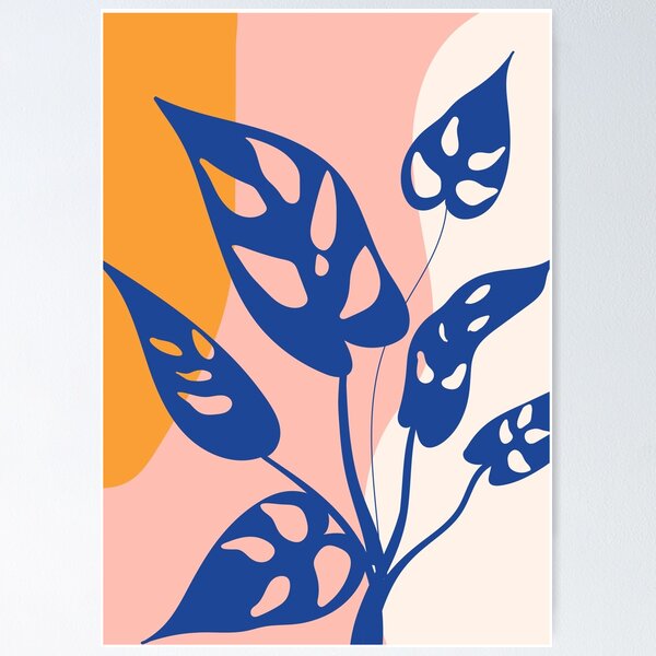 Item preview, Abstract Blue Monstera Leaves Boho Botanical designed and sold by FaizArtShop.