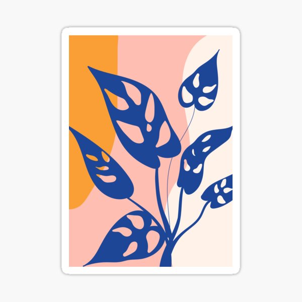 Item preview, Abstract Blue Monstera Leaves Boho Botanical designed and sold by FaizArtShop.