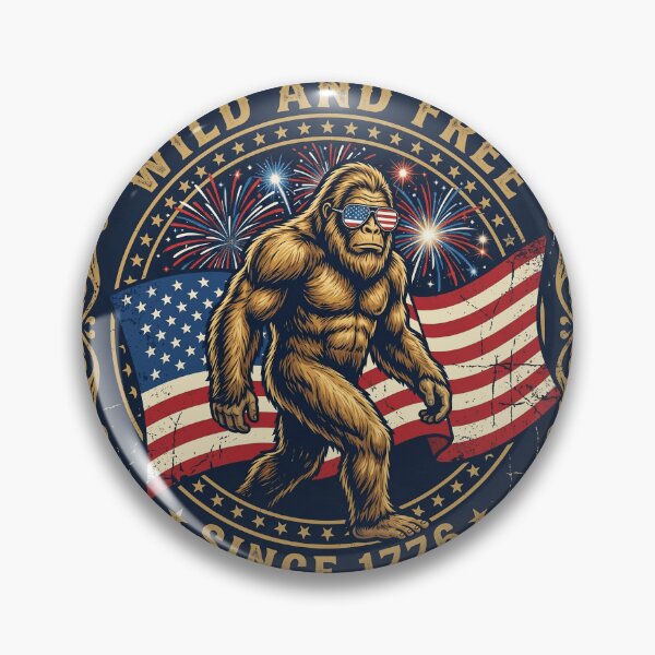 Artikelvorschau, Wild and Free Bigfoot Ornamente Flaggenabzeichen entworfen und verkauft von Tiffany Roy.