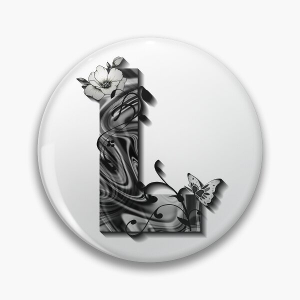 Item preview, Letter L Botanical Monogram black and white liquid marble designed and sold by iRenza.