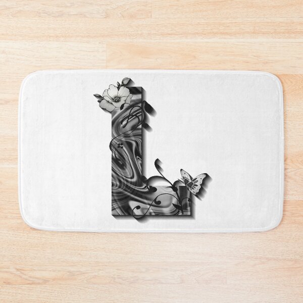 Item preview, Letter L Botanical Monogram black and white liquid marble designed and sold by iRenza.