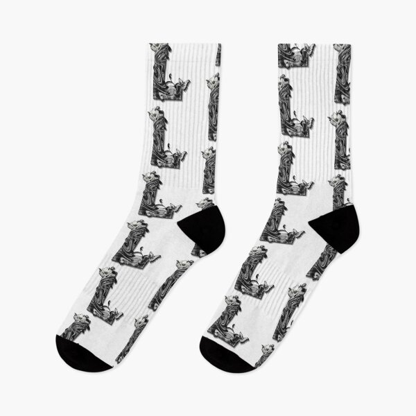 Item preview, Letter L Botanical Monogram black and white liquid marble designed and sold by iRenza.