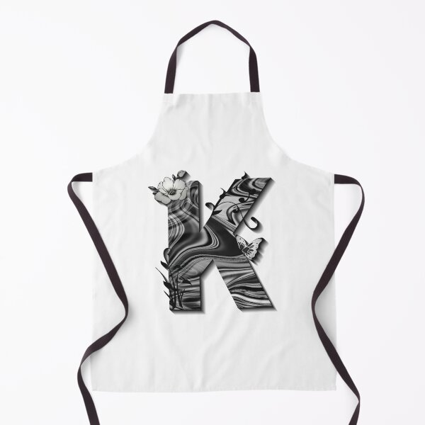Item preview, Letter K Botanical Monogram black and white liquid marble designed and sold by iRenza.