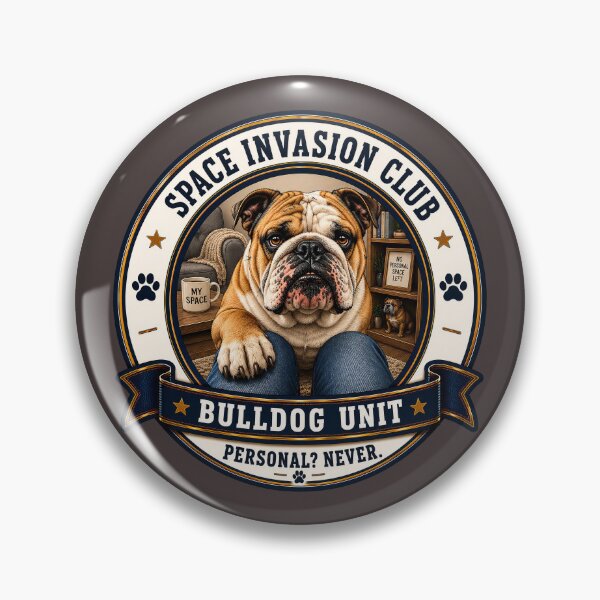 Item preview, Space Invasion Club - Bulldog Unit - Personal? Never/Funny English Bulldog Badge Logo  designed and sold by Halejo68.