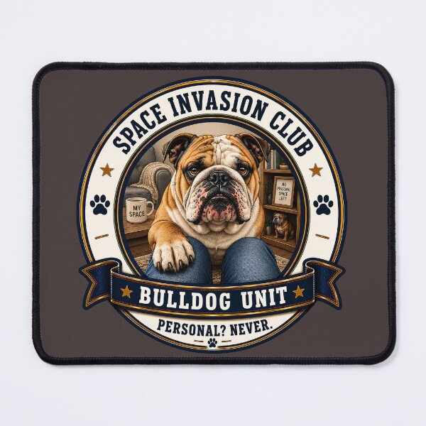 Item preview, Space Invasion Club - Bulldog Unit - Personal? Never/Funny English Bulldog Badge Logo designed and sold by Halejo68.