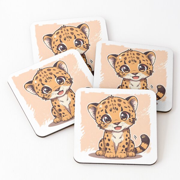 Item preview, Cute Kawaii Baby Leopard Sticker | Adorable Cartoon Leopard Cub Wildlife Illustration designed and sold by dreamz-world.