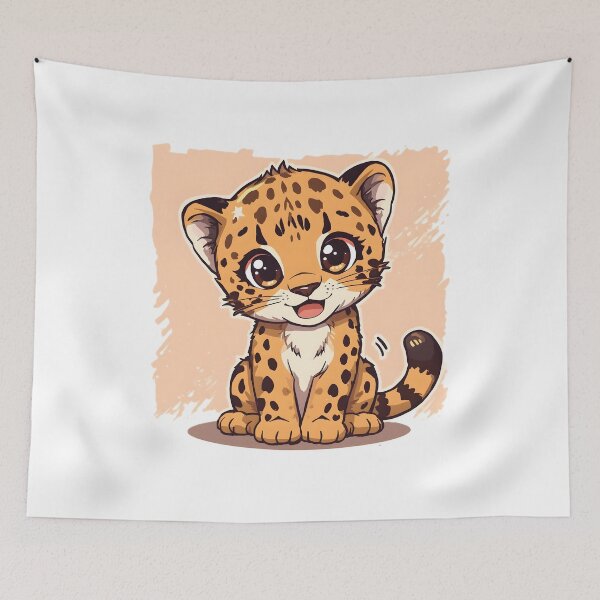 Item preview, Cute Kawaii Baby Leopard Sticker | Adorable Cartoon Leopard Cub Wildlife Illustration designed and sold by dreamz-world.