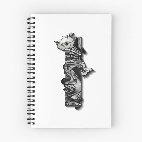 Item preview, Letter I Botanical Monogram black and white liquid marble designed and sold by iRenza.