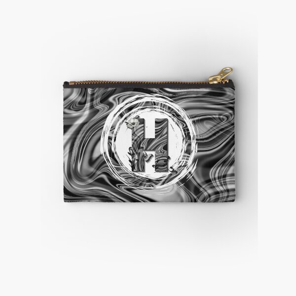 Item preview, Letter H Botanical Monogram black and white liquid marble designed and sold by iRenza.