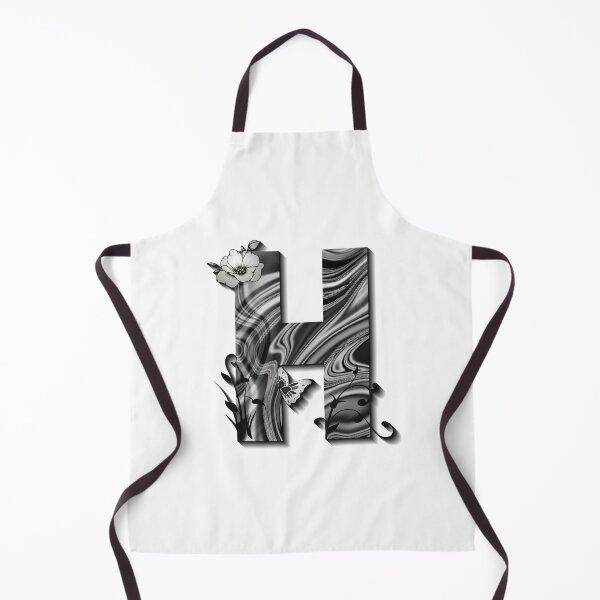 Item preview, Letter H Botanical Monogram black and white liquid marble designed and sold by iRenza.