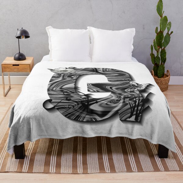 Item preview, Letter G Botanical Monogram black and white liquid marble designed and sold by iRenza.