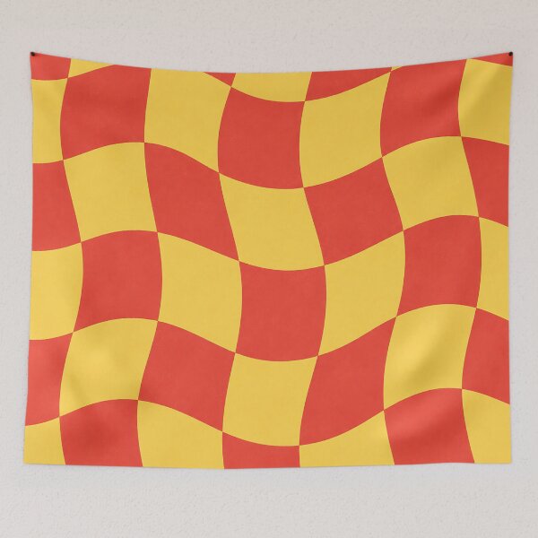 Item preview, Wavy Checkerboard Pattern in Red and Yellow | Retro Abstract designed and sold by Aureva Arts Shop.