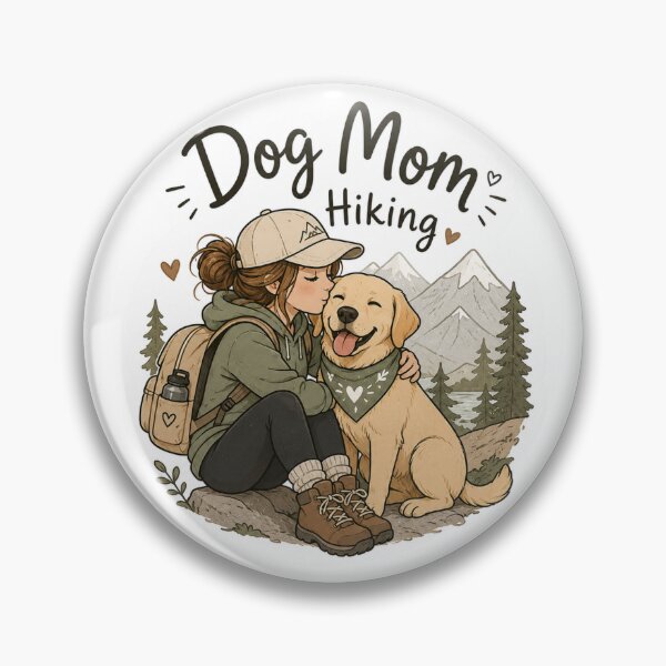 Item preview, Dog Mom Hiking – Golden Retriever Trail Illustration designed and sold by SMARTKIT  DESIGNAGENCY.