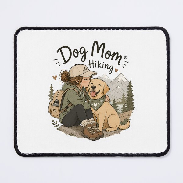 Item preview, Dog Mom Hiking – Golden Retriever Trail Illustration designed and sold by SMARTKIT DESIGNAGENCY.