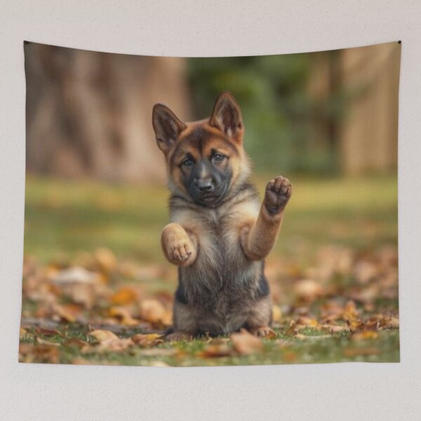 Item preview, Playful German Shepherd Puppy Standing Pup Play Art designed and sold by Wild Bloom Paws.