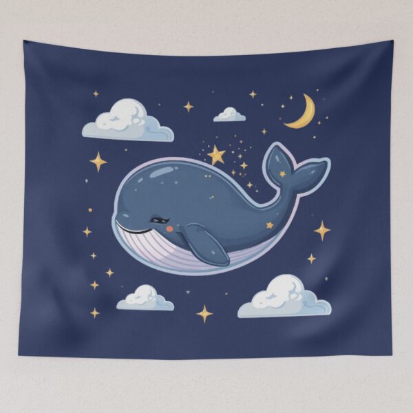 Item preview, Cute Cosmic Baby Whale Kawaii Sticker | Dreamy Moon & Stars Design designed and sold by Stylestickers55.
