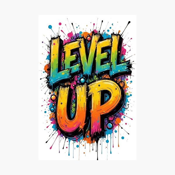 Item preview, Level Up – Colorful Graffiti Typography Splash Art designed and sold by PixelStyle Studio.