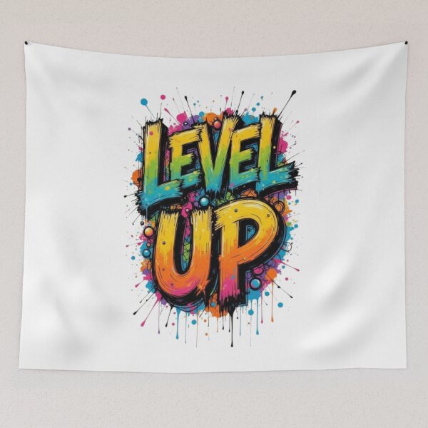 Item preview, Level Up – Colorful Graffiti Typography Splash Art designed and sold by PixelStyle Studio.