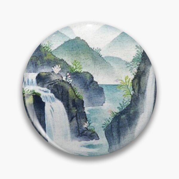 Item preview, Serene Mountain Waterfall Art designed and sold by Bright Stone .