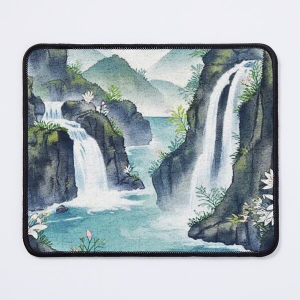 Item preview, Serene Mountain Waterfall Art designed and sold by Bright Stone .