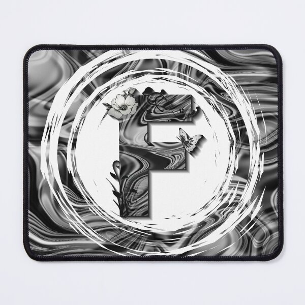 Item preview, Letter F Botanical Monogram black and white liquid marble designed and sold by iRenza.